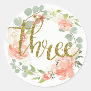Sticker Rond Stick à couronne d'or rose 3e anniversaire