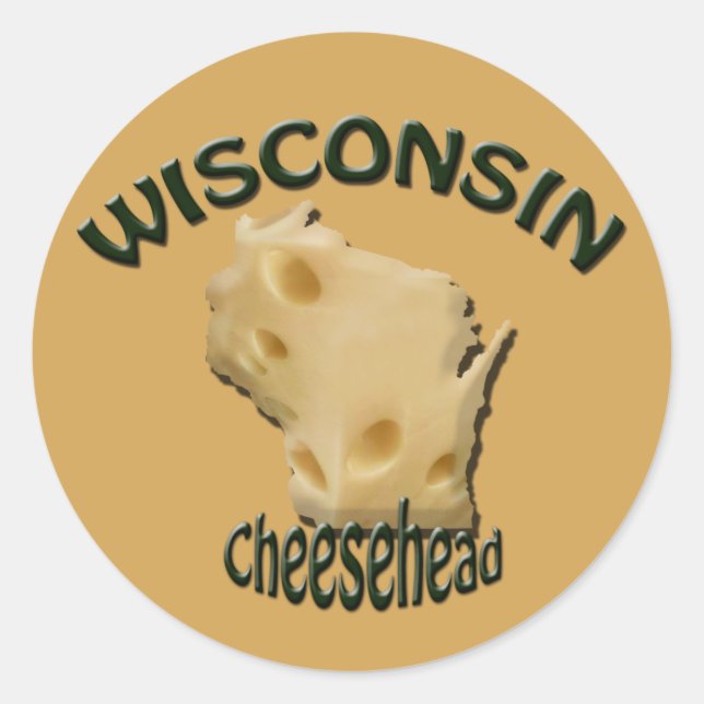Sticker Rond Stick au fromage à tête de fromage Wisconsin (Devant)