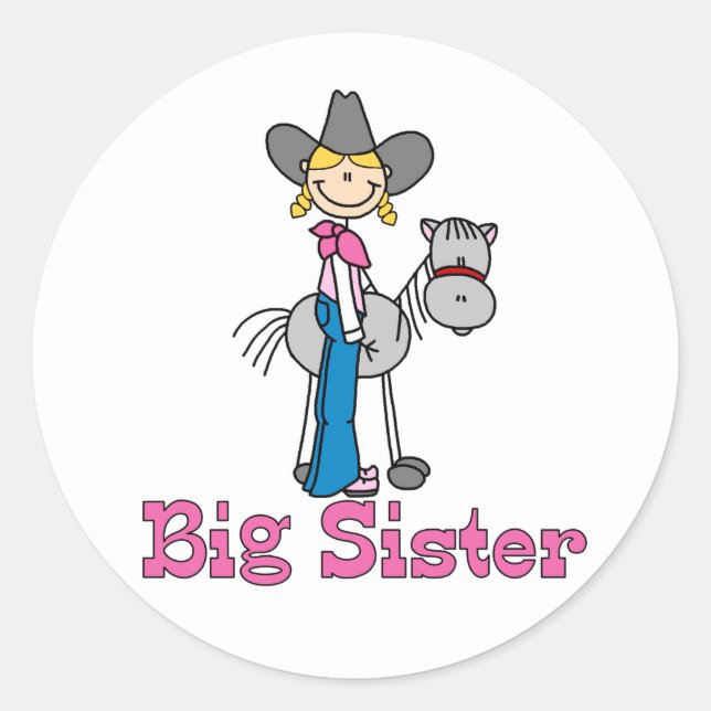 Sticker Rond Stick Cowgirl Big Sister (Devant)