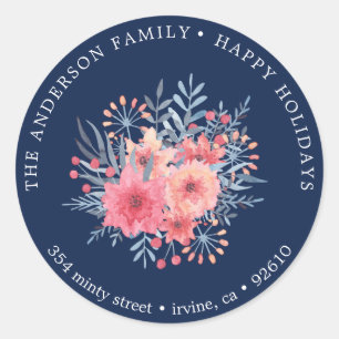 Sticker Rond Stick d'adresse de retour Hiver bleu ⎢ Fête