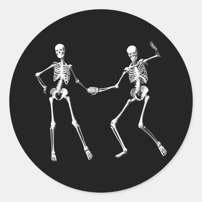 Sticker Rond Stick Dancing Retro Skeletons (Devant)