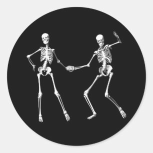 Sticker Rond Stick Dancing Retro Skeletons