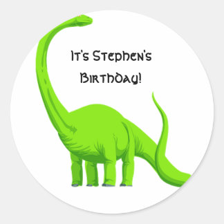 Sticker Rond Stick d'anniversaire de la fête de Dinosaur