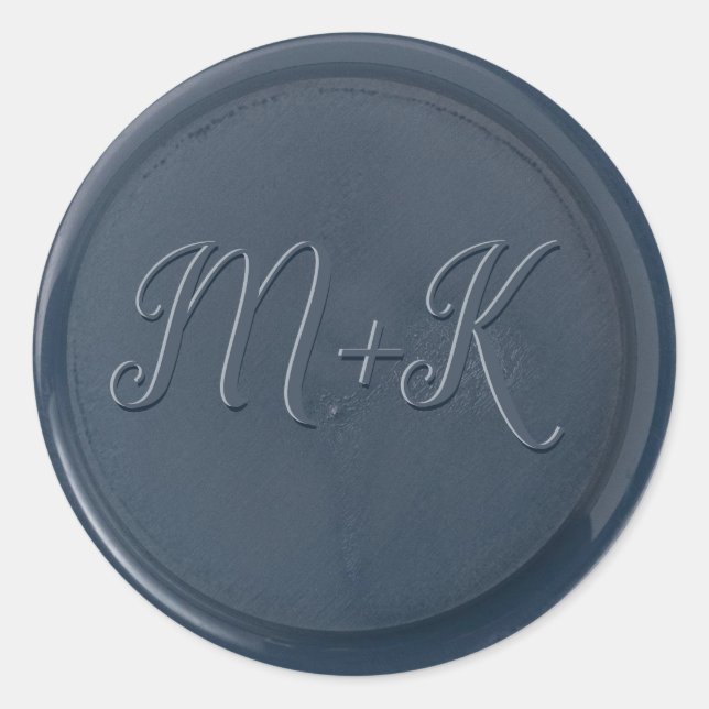 Sticker Rond Stick de cire bleu marine Monogramme (Devant)