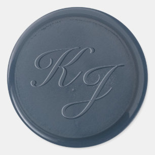 Sticker Rond Stick de cire bleu marine Monogramme