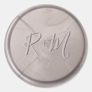 Sticker Rond Stick de cire gris perle initial Monogramme