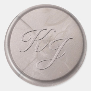 Sticker Rond Stick de cire gris perle initial Monogramme