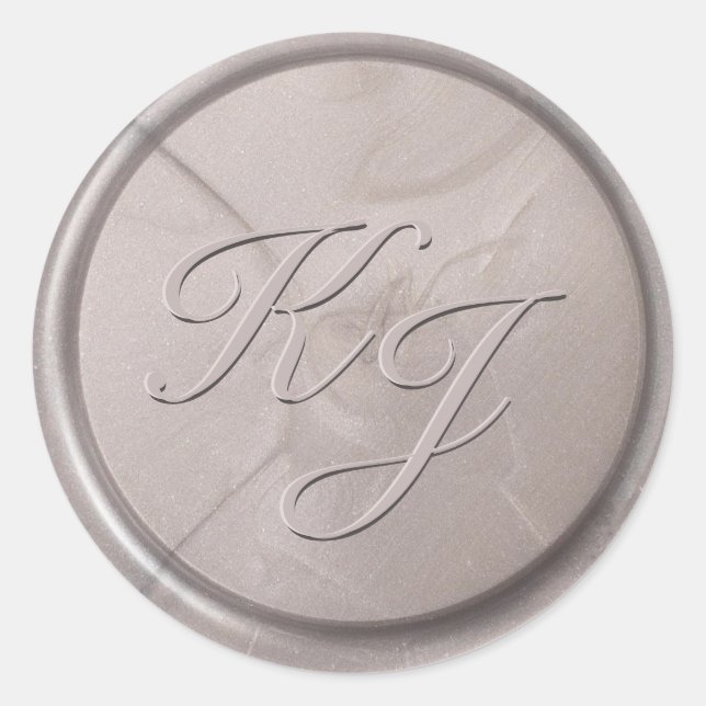 Sticker Rond Stick de cire gris perle initial Monogramme (Devant)