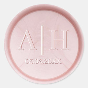 Sticker Rond Stick de cire rose perle initial Monogramme