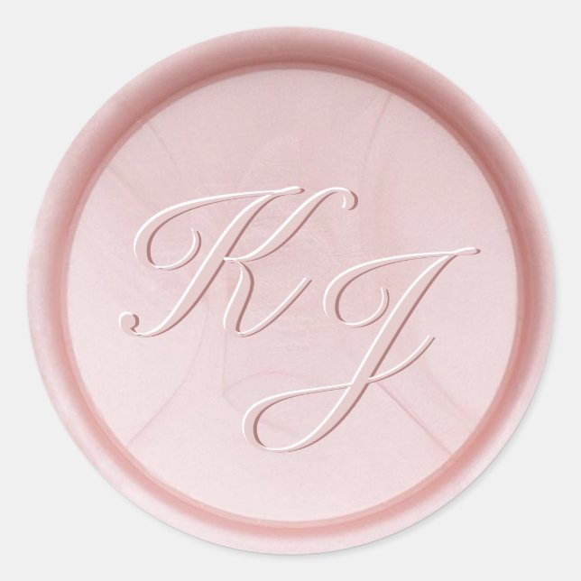 Sticker Rond Stick de cire rose perle initial Monogramme (Devant)