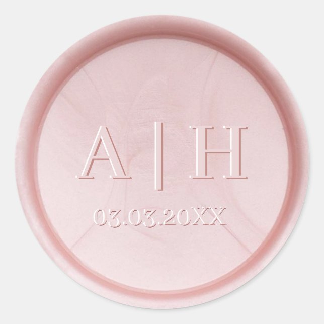 Sticker Rond Stick de cire rose perle initial Monogramme (Devant)