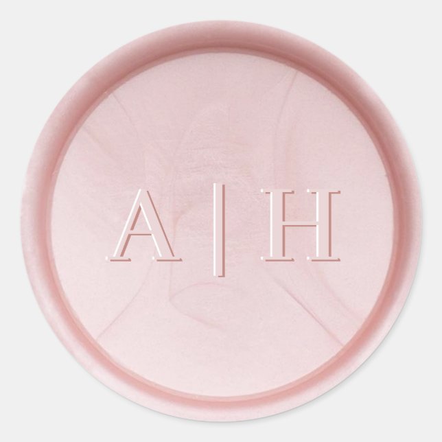 Sticker Rond Stick de cire rose perle initial Monogramme (Devant)