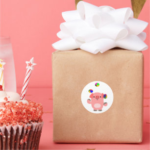 Sticker Rond Stick de cochon de dessin mignon