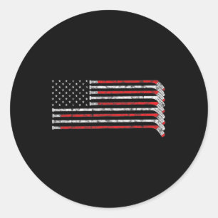 Sticker Rond Stick de hockey États-Unis Drapeau Joueur de hocke
