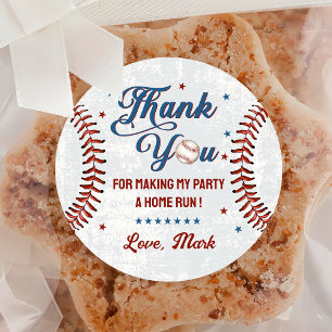 Sticker Rond Stick de la fête d'anniversaire de baseball vintag