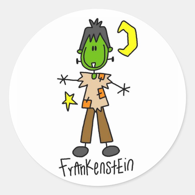 Sticker Rond Stick de la figure Halloween Frankenstein (Devant)