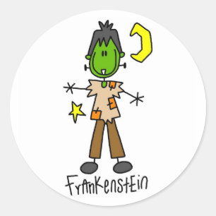 Sticker Rond Stick de la figure Halloween Frankenstein