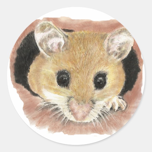 Sticker Rond Stick de la souris de poche d'aquarelle (Devant)