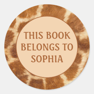 Sticker Rond Stick de plaque de nom du livre d'impression Brown