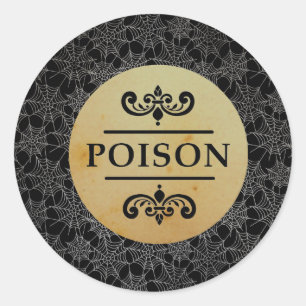 Sticker Rond Stick d'Halloween Black Spider Webs Poison