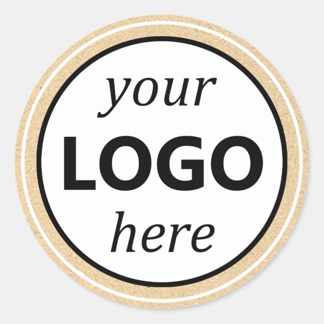 Sticker Rond Stick en papier kraft beige votre logo circulaire (Devant)