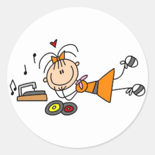 Sticker Rond Stick Figure 50's Girl T-shirts et cadeaux