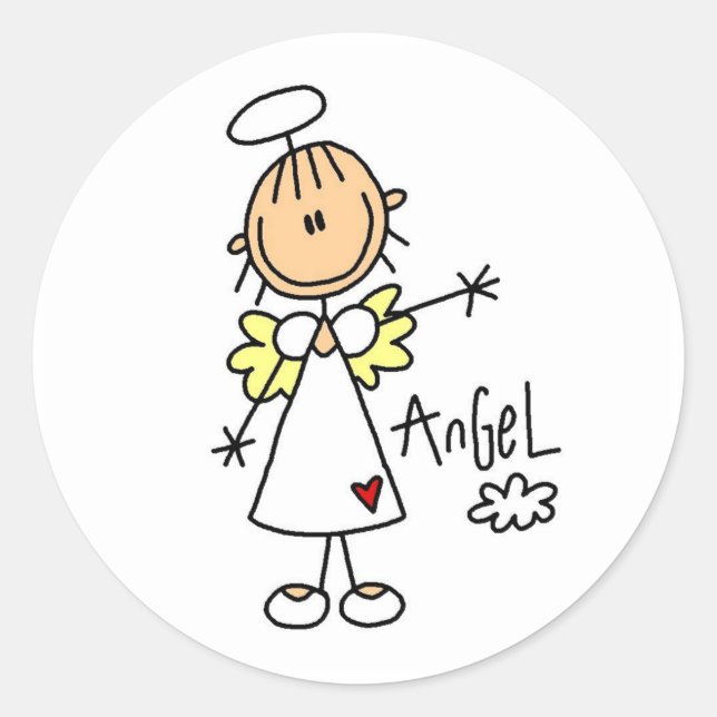 Sticker Rond Stick Figure Angel T-shirts et cadeaux (Devant)