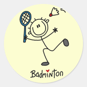 Sticker Rond Stick Figure Badminton T-shirts et cadeaux