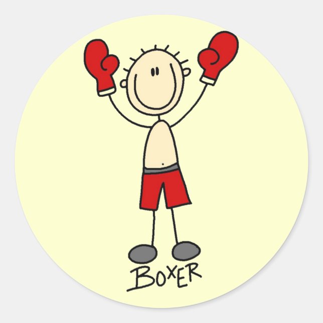 Sticker Rond Stick Figure Boxing T-shirts et cadeaux (Devant)