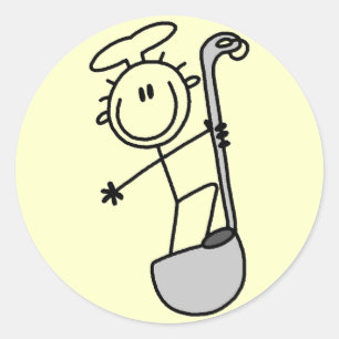 Sticker Rond Stick Figure Chef avec Ladle