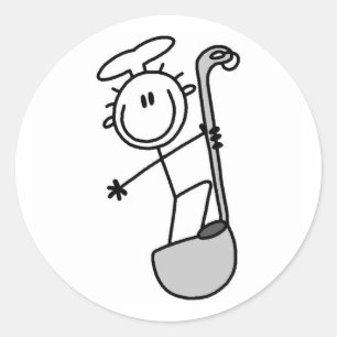Sticker Rond Stick Figure Chef avec Ladle