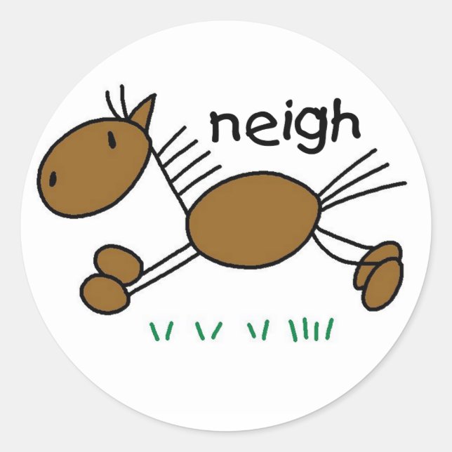 Sticker Rond Stick Figure Cheval Tshirts et cadeaux (Devant)