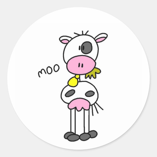 Sticker Rond Stick Figure Cow Tshirts et cadeaux (Devant)