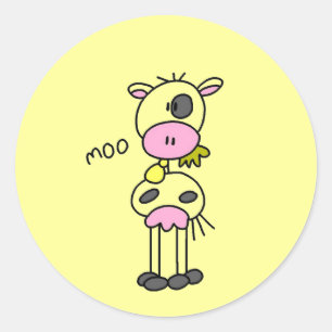 Sticker Rond Stick Figure Cow Tshirts et cadeaux