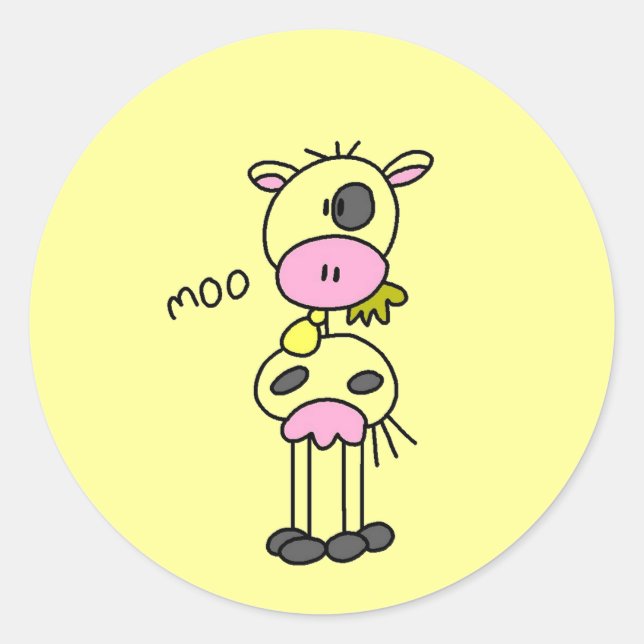 Sticker Rond Stick Figure Cow Tshirts et cadeaux (Devant)