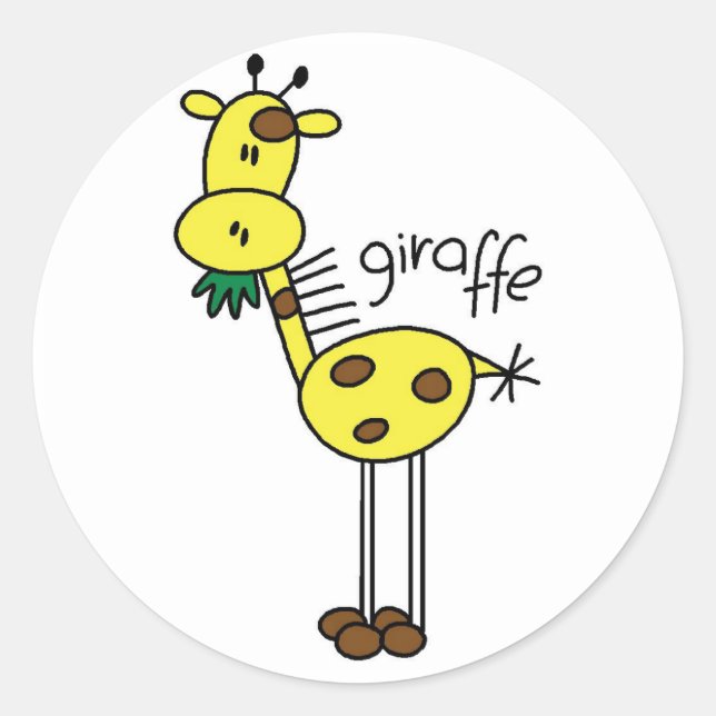 Sticker Rond Stick Figure Giraffe T-shirts et cadeaux (Devant)