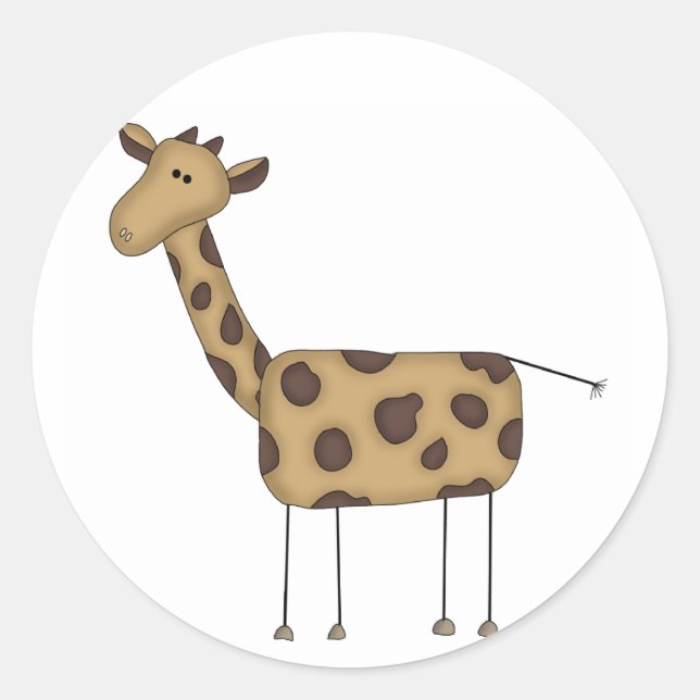 Sticker Rond Stick Figure Giraffe T-shirts et cadeaux (Devant)