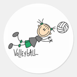 Sticker Rond Stick Figure Girls Volleyball T-shirts et cadeaux