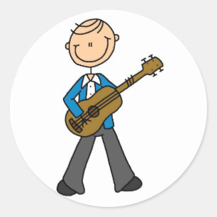 Sticker Rond Stick Figure Guitare Lecteur Tshirts et cadeaux