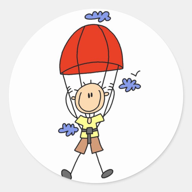 Sticker Rond Stick Figure Sky Diver Tshirts et cadeaux (Devant)