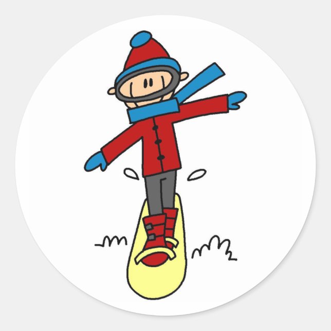 Sticker Rond Stick Figure Snowboard (Devant)