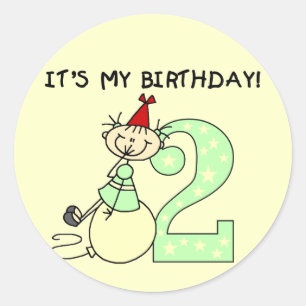 Sticker Rond Stick Girl 2e Anniversaire Tshirts et cadeaux