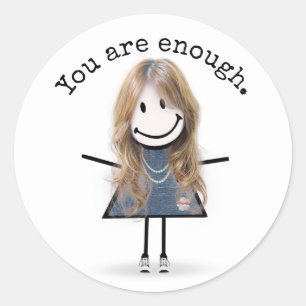Sticker Rond Stick Girl en Basket avec devis