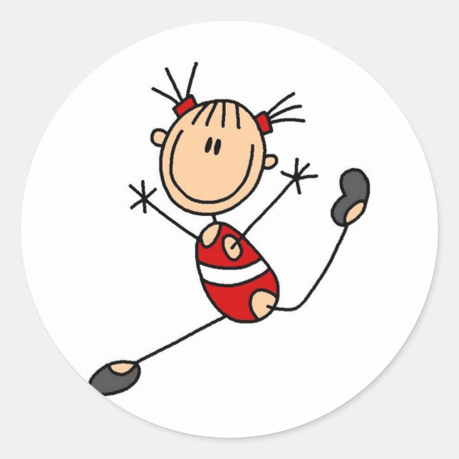 Sticker Rond Stick Girl Gymnast Tshirts et cadeaux (Devant)