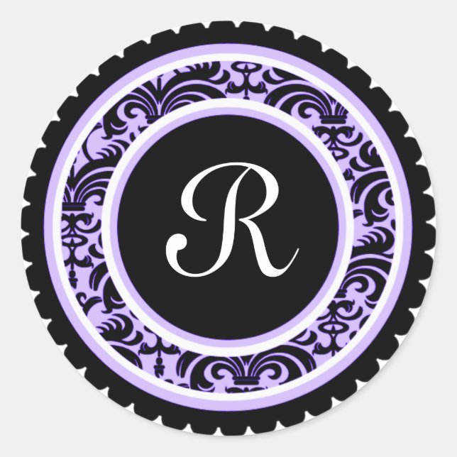 Sticker Rond Stick initial du monogramme doux pourpre (Devant)