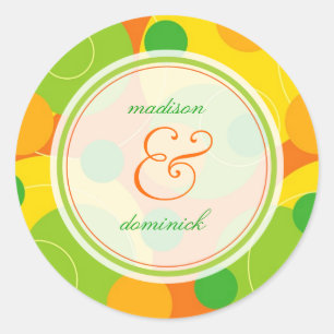 Sticker Rond Stick Mariage d'été pour Citrus Lime Bubbly Mod Do