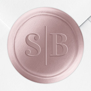 Sticker Rond Stick Mariage Monogramme en cire rose Dusty Mauve