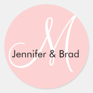 Sticker Rond Stick Monogramme rose pour mariée mariage