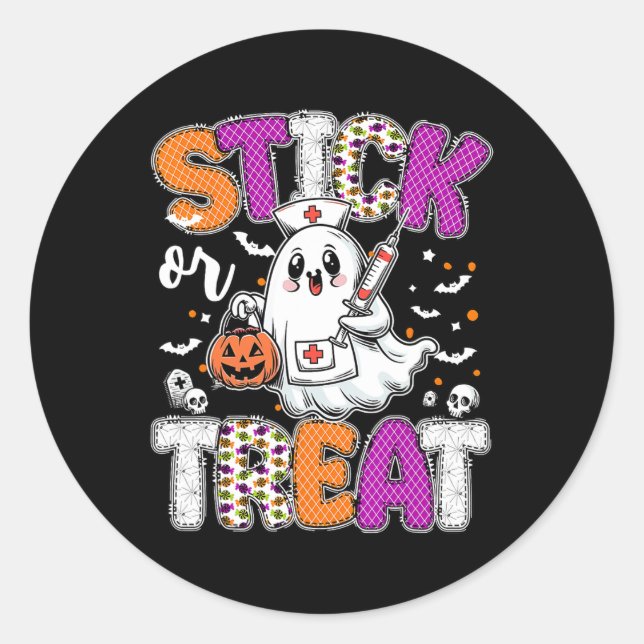 Sticker Rond Stick Ou Traiter Ghost Phlebotomie Tech Er Icu Inf (Devant)