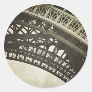 Sticker Rond Stick photo vintage Sepia Eiffel Tower Arch